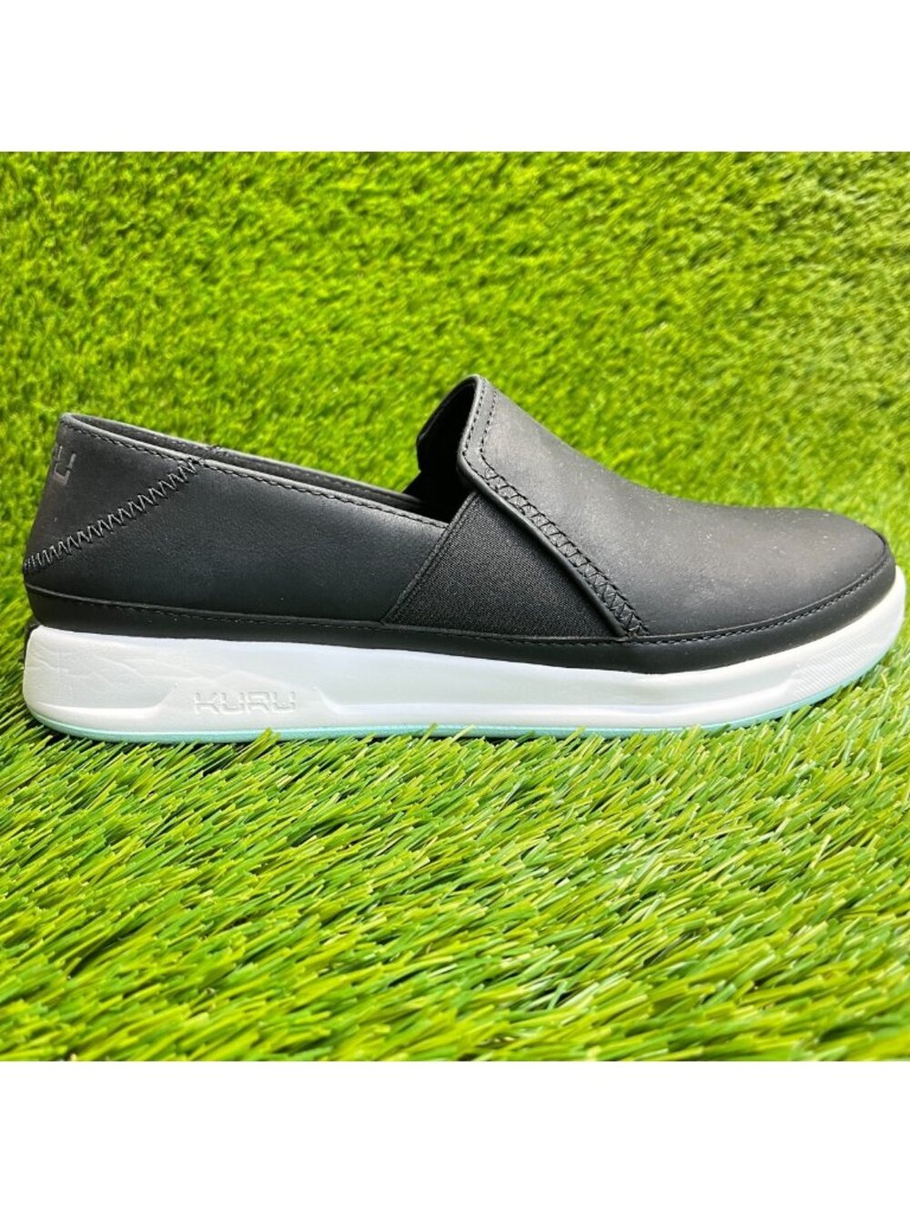 KURU Black Slip-On Sneakers with White Platform Sole